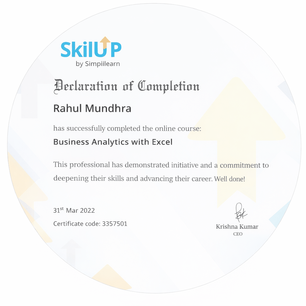 Analytics with Excel Certified